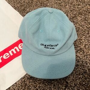 Supreme New York Canvas Blue/Green Leather Strap Cap Hat